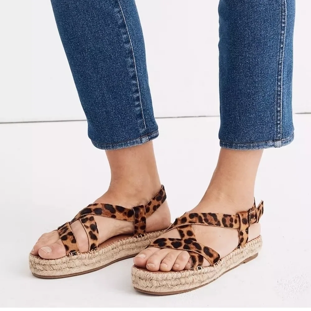 MADEWELL Malia Espadrille Sandal in Leopard Calf